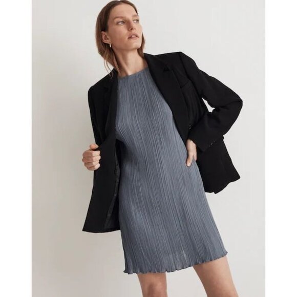 Madewell Dresses & Skirts - Madewell NWT Plissé Mini Tee Dress in Teapot Blue size 6